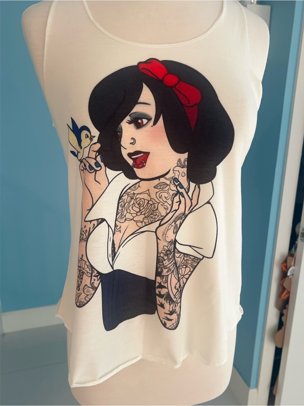 Women's White GOTH/PUNK SNOW WHITE Graphic Tank Top